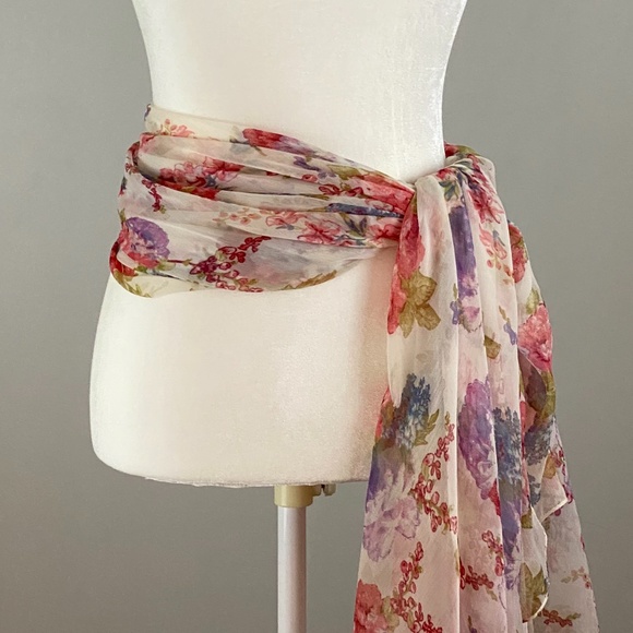 SOLD OUT! Betsey Johnson Sheer Floral Scarf Wrap - Picture 11 of 14